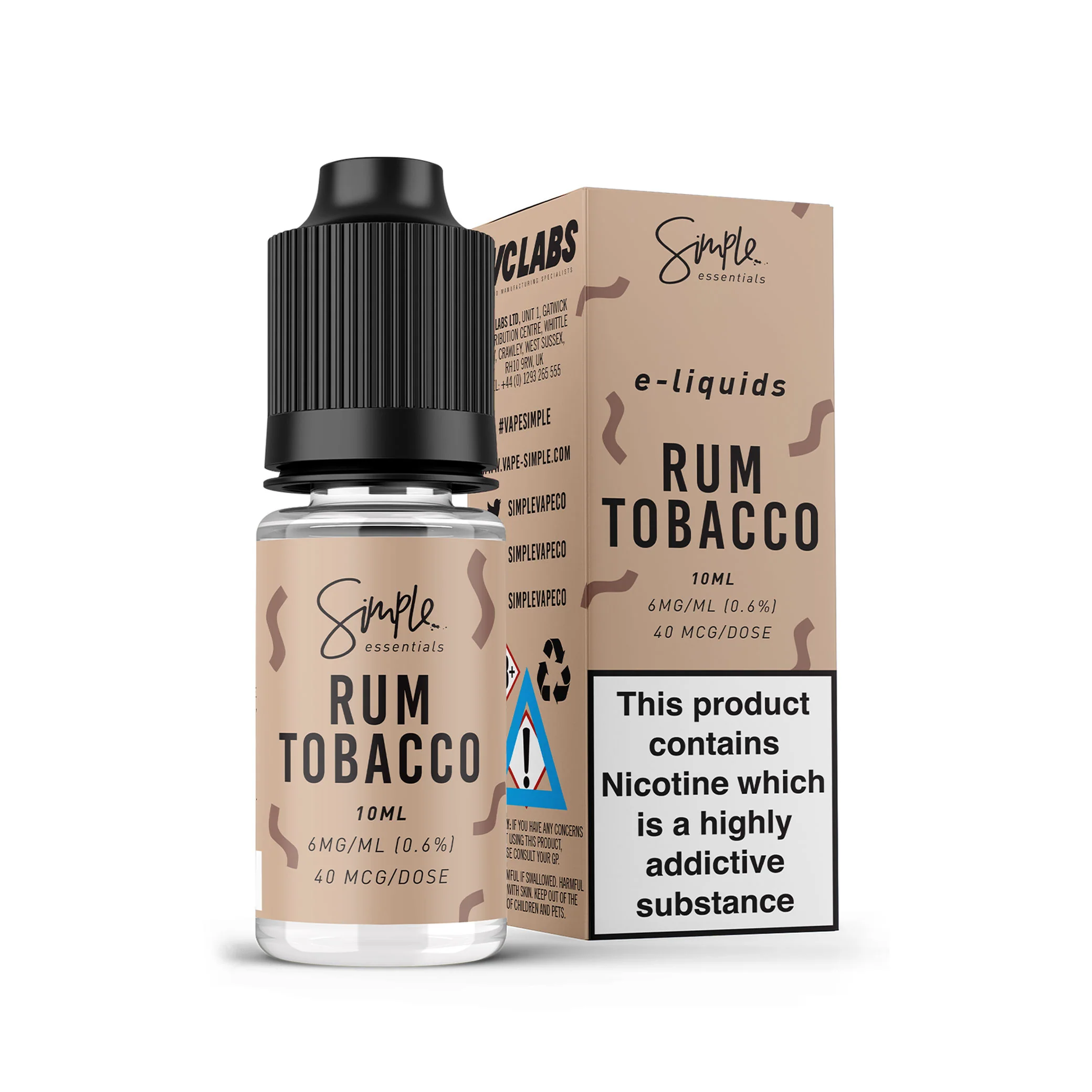 Simple Rum Tobacco E-Liquid 10ml